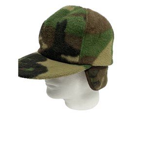 VTG Cabela's Fleece Camo Hunting Hat w/ Ear Flaps Made In USA Sz LG